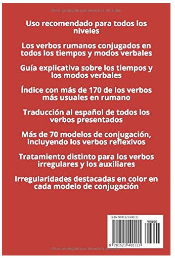 Contraportada verbos rumanos conjugados